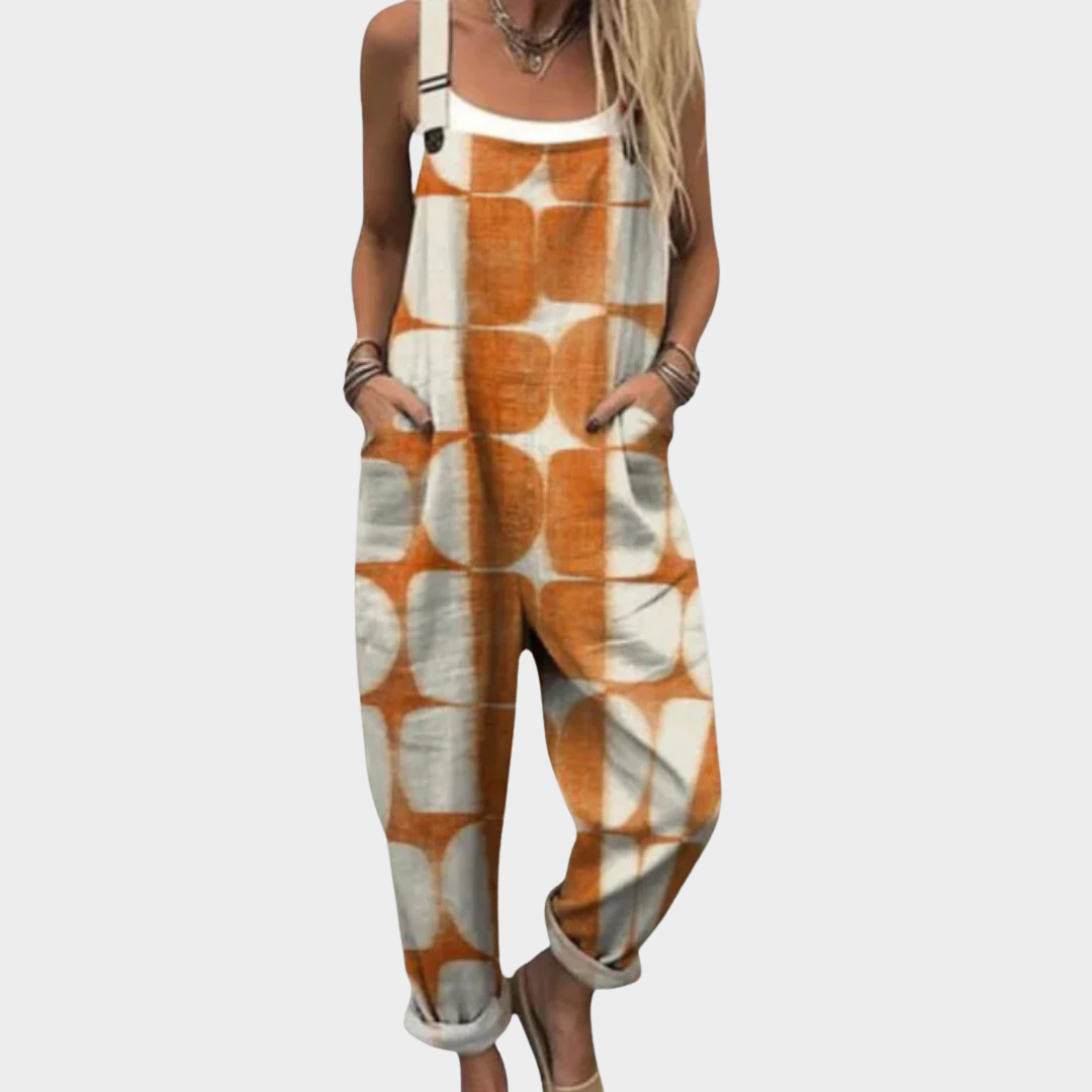 Women’s Loose Fit Printed Dungarees