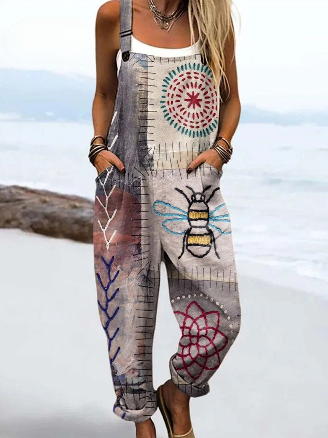 Women’s Relaxed Fit Printed Dungarees