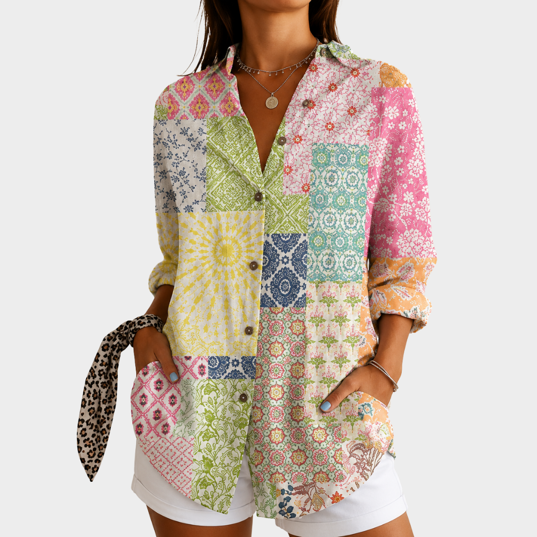 Women’s Patchwork Floral Print Blouse