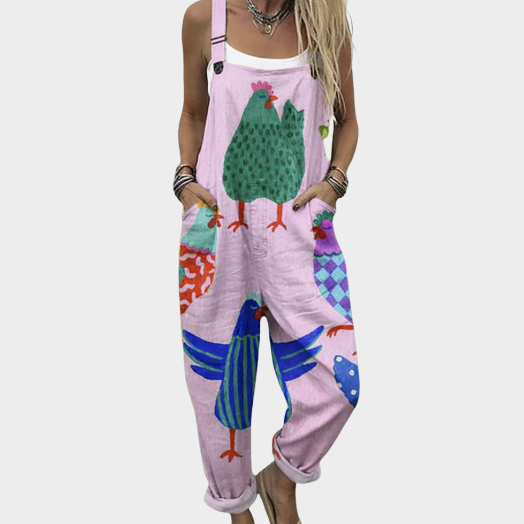 Women’s Printed Loose Fit Dungarees