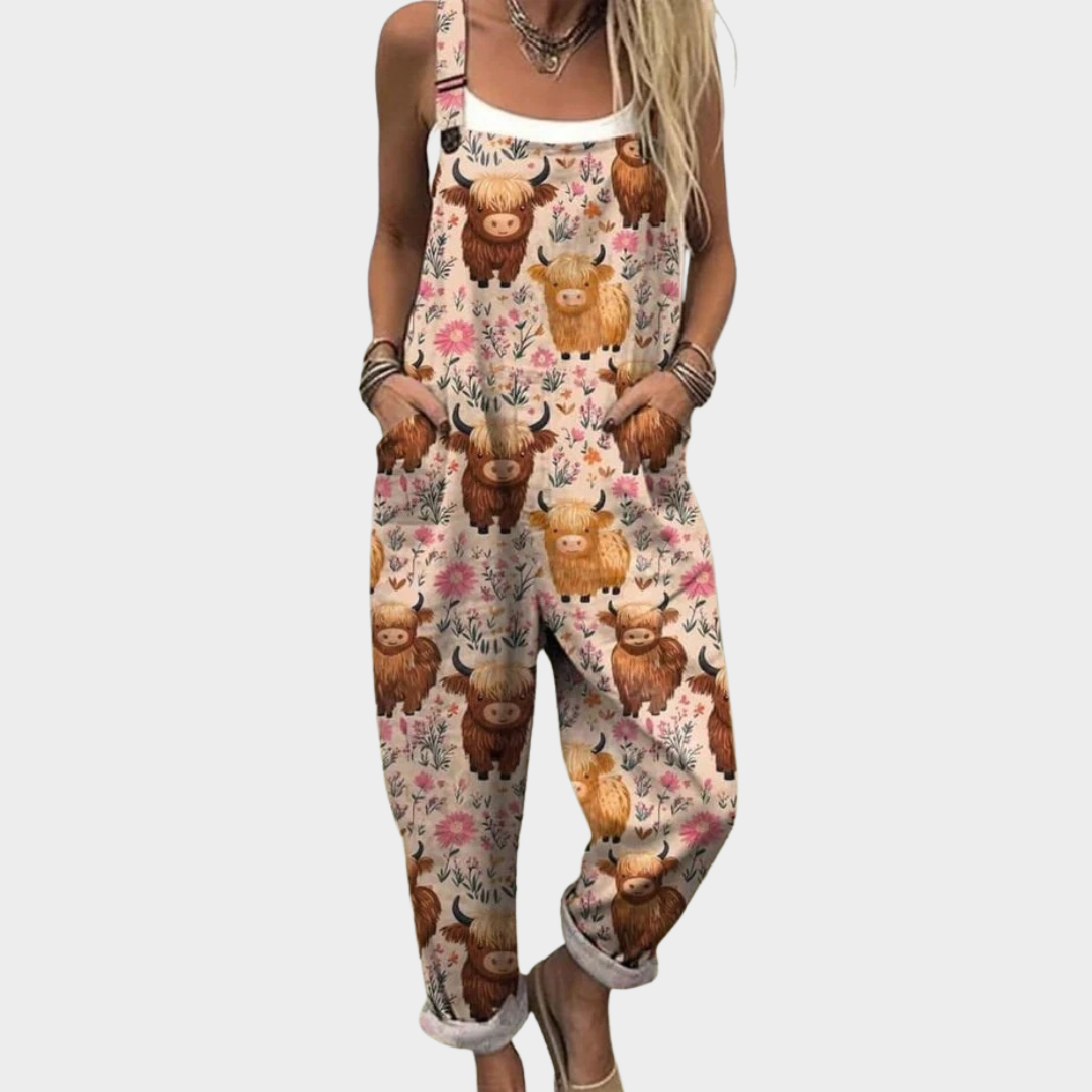 Women’s Printed Loose Fit Dungarees