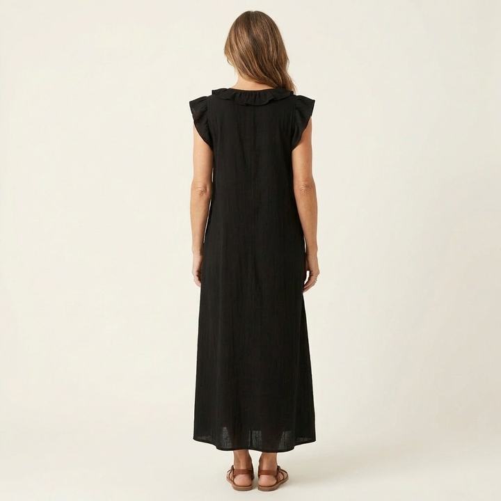 Women’s Ruffle V-Neck Maxi Dress