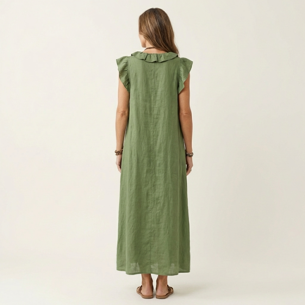 Women’s Ruffle V-Neck Maxi Dress