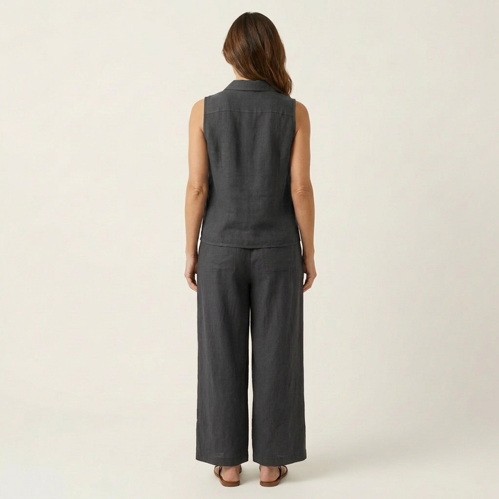 Women’s Wrap Top And Wide-Leg Pants Set