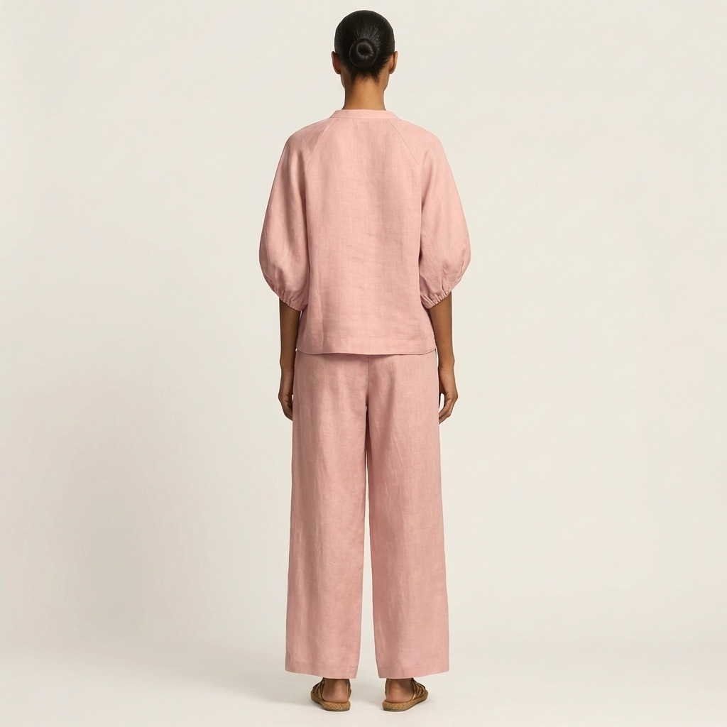 Women’s Zipper-Front Puff-Sleeve Two-Piece Set