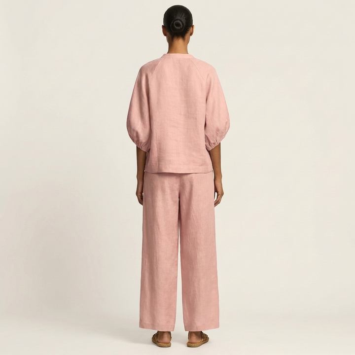 Women’s Zipper-Front Puff-Sleeve Two-Piece Set