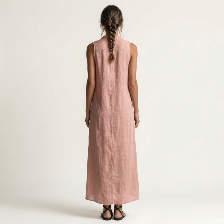 Women’s Hooded Button Front Sleeveless Maxi Dress