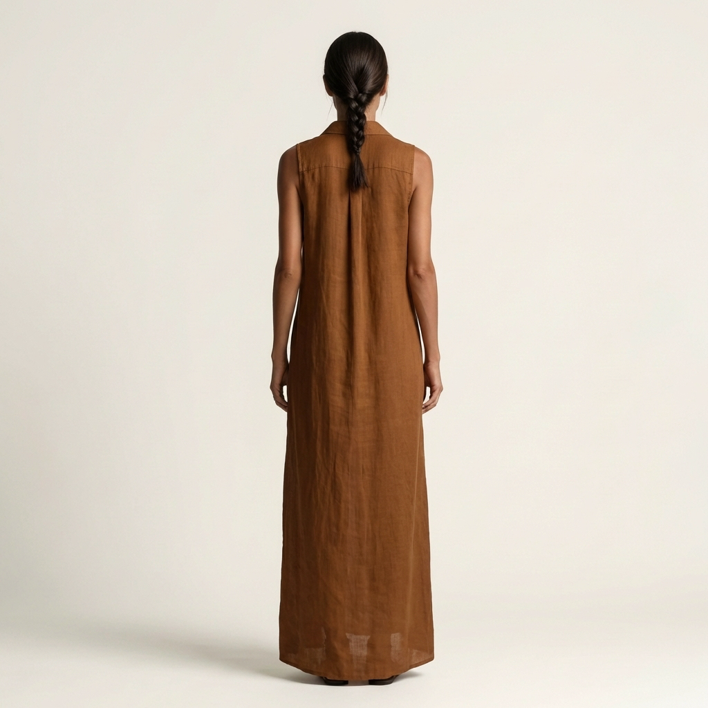 Women’s Hooded Button Front Sleeveless Maxi Dress