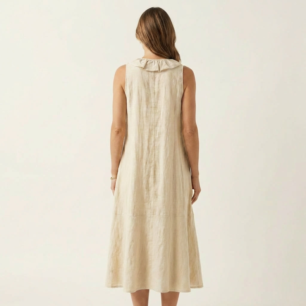 Women’s Ruffle Front V-Neck Sleeveless Maxi Dress