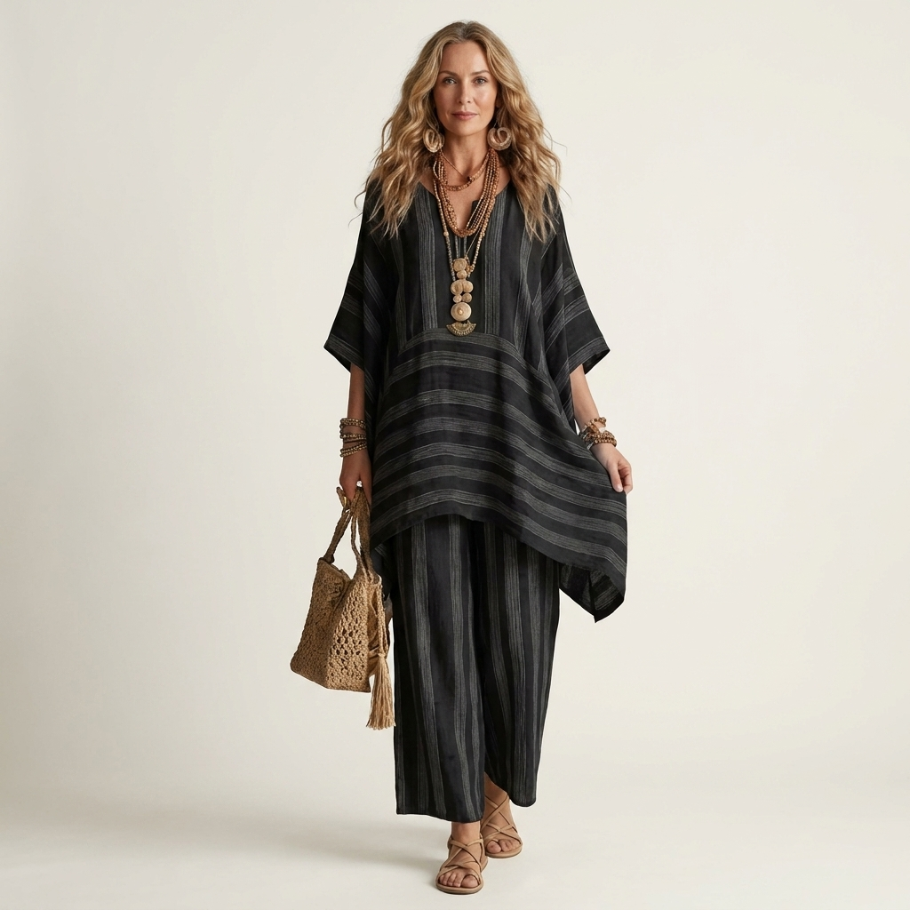 Women’s Two-Piece Striped Matching Set