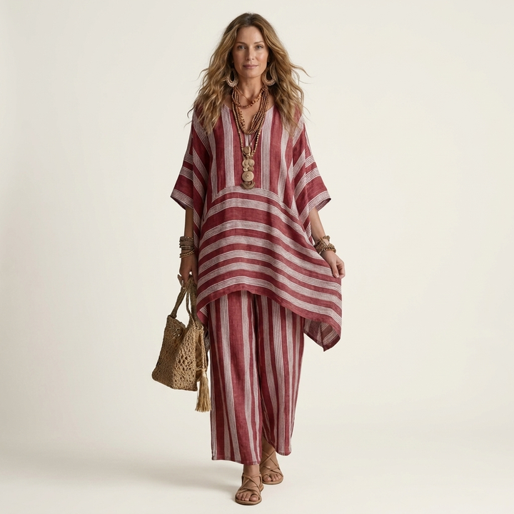 Women’s Two-Piece Striped Matching Set