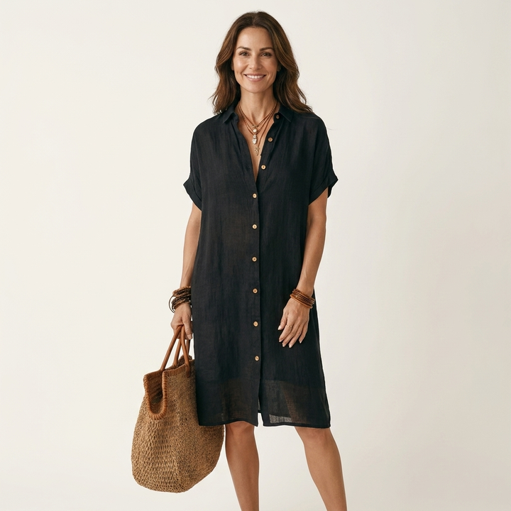 Women’s Midi Shirt Dress With Rolled Cuffs