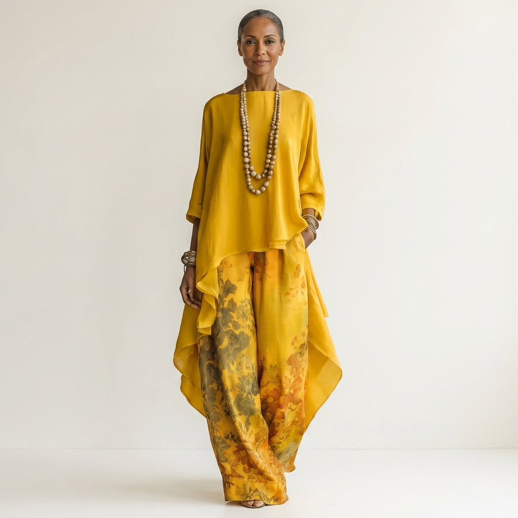Women’s Asymmetrical Two-Piece Tunic And Trousers Set