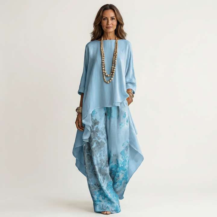 Women’s Asymmetrical Two-Piece Tunic And Trousers Set
