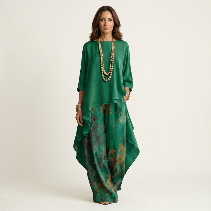 Women’s Asymmetrical Two-Piece Tunic And Trousers Set